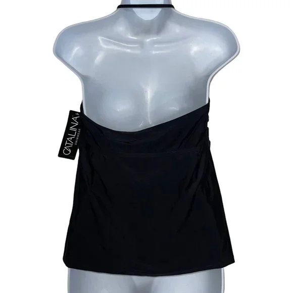 NWT Catalina Black Adjustable Strap Halter Tankini Swim Top Womens Large - Picture 6 of 9